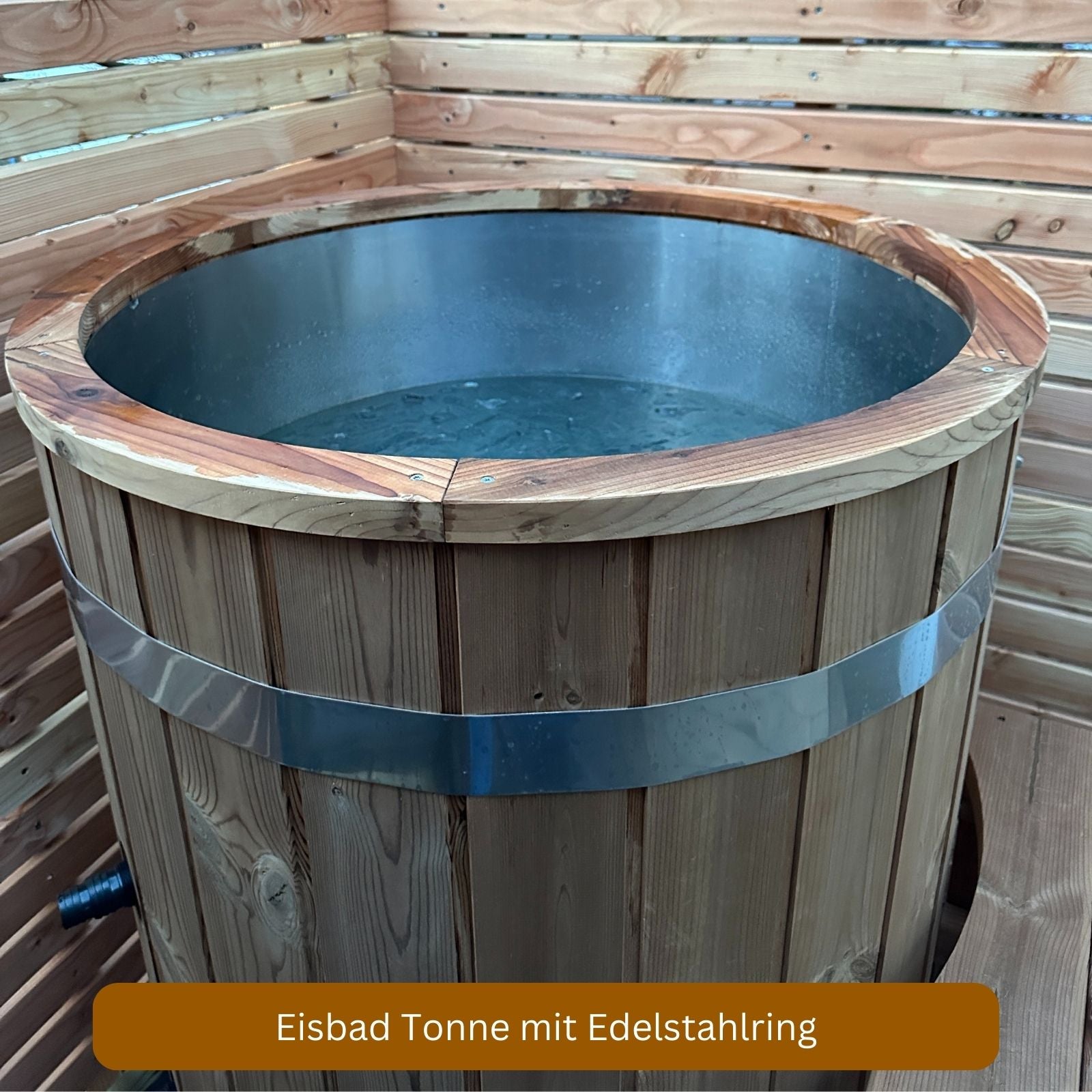 Eisbad Tonne PURE mit Edelstahl-Ring
