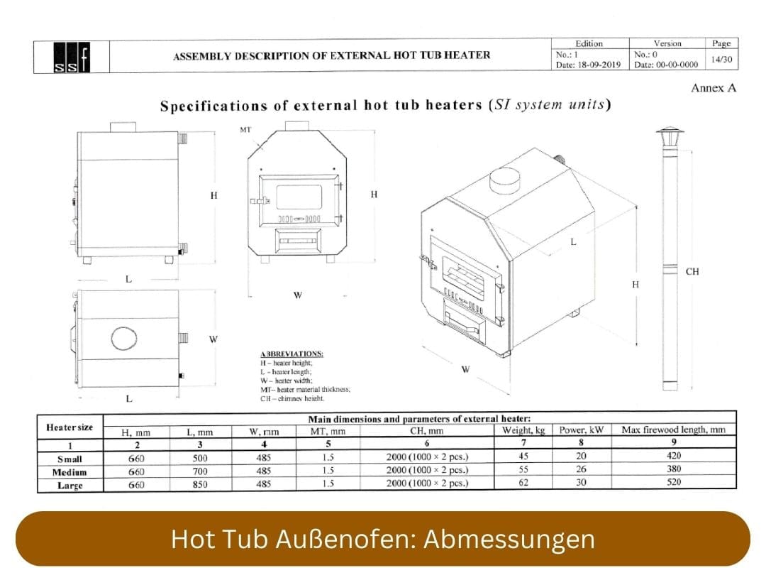 Hot Tub Aussenofen Abmessungen