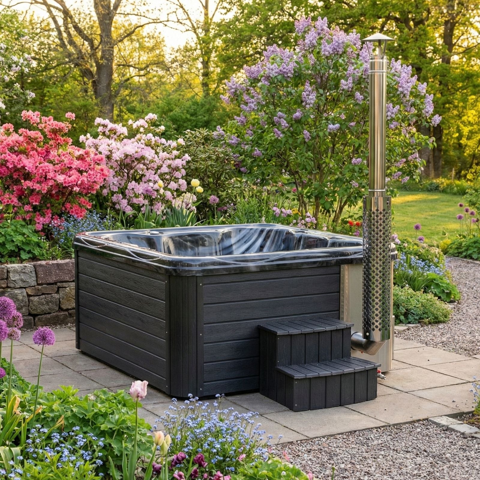 Hot Tub ECKIG 200 LOUNGE (Acryl, integrierter Ofen)