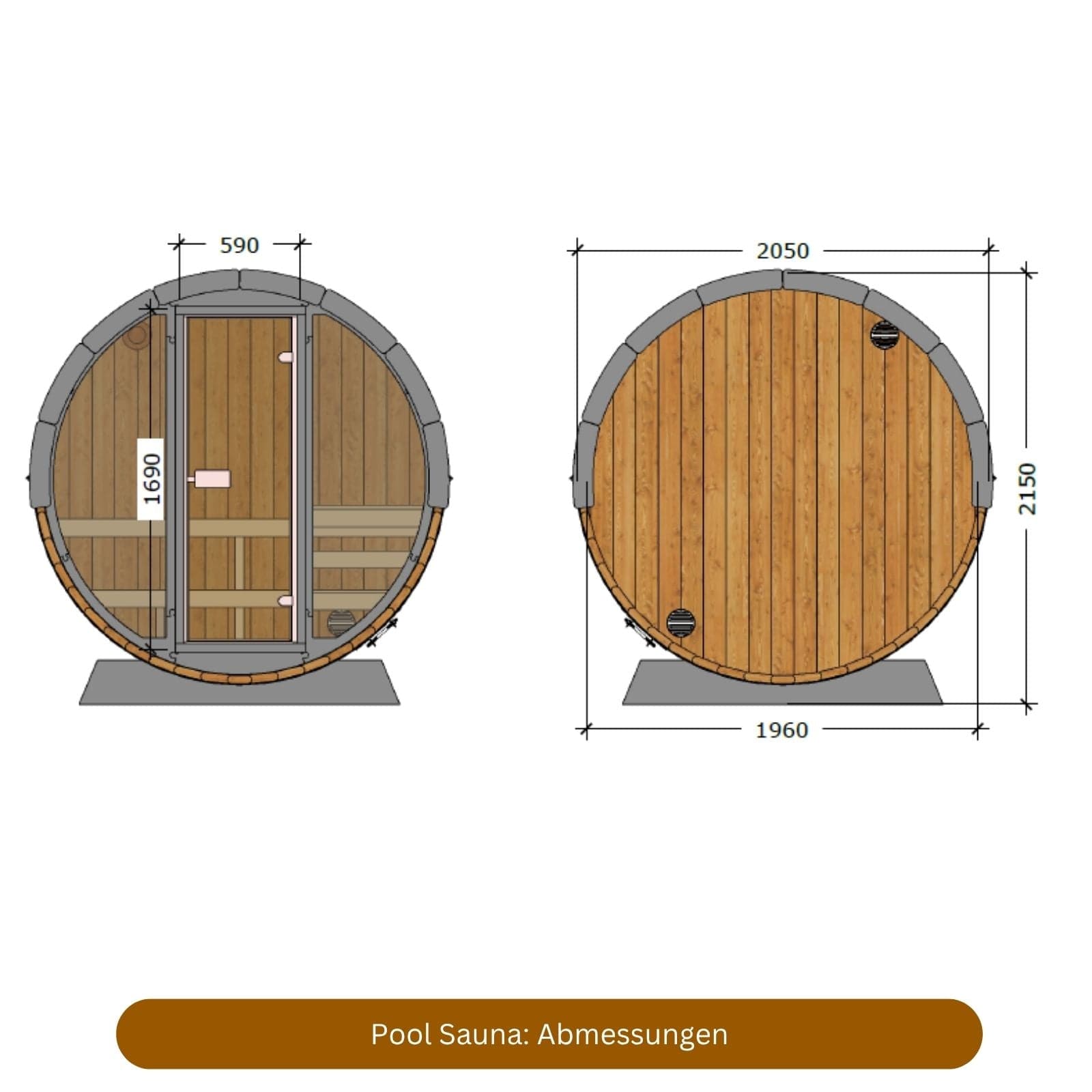 Fasssauna "Pool" fuer 2 Personen