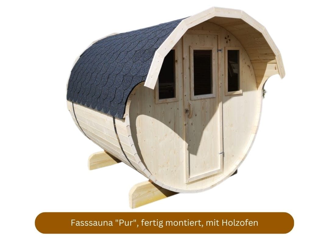 Holztechnik Montag Fasssauna mit Holzofen, Modell Pur